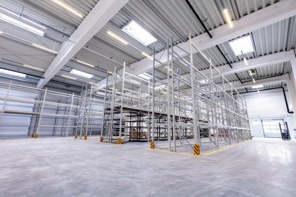 Warehouse with pallet rack